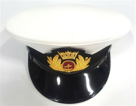 Merchant Navy White Peaked Cap With Badge Royal Navy Peak Hat Ebay