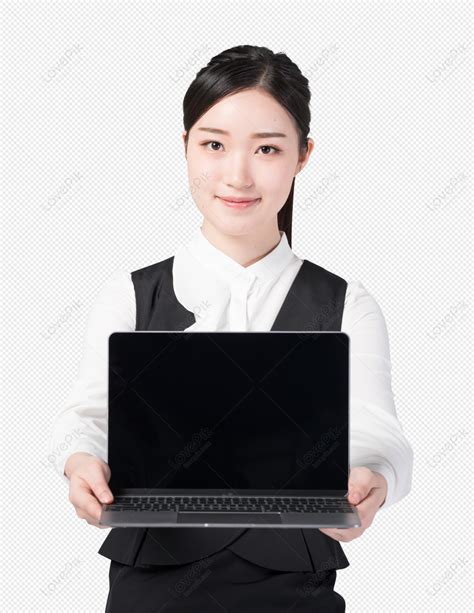 Gambar Wanita Di Tempat Kerja Memegang Laptop Png Unduh Gratis Lovepik