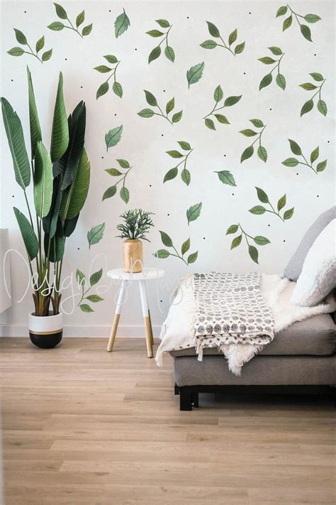 Foliage Wall Stickers Green Leaves Decals Botanical Decor Etsy Wall Stickers Modern Decals