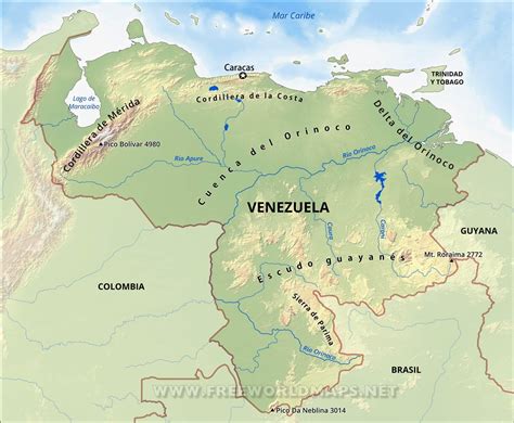 Mapa Físico De Venezuela Geografía De Venezuela
