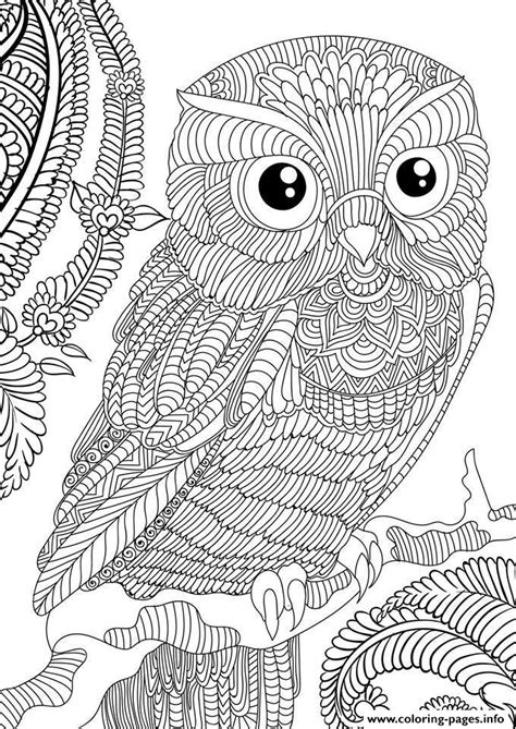 Owl Adult Animal Anti Stress Coloring Pages Printable