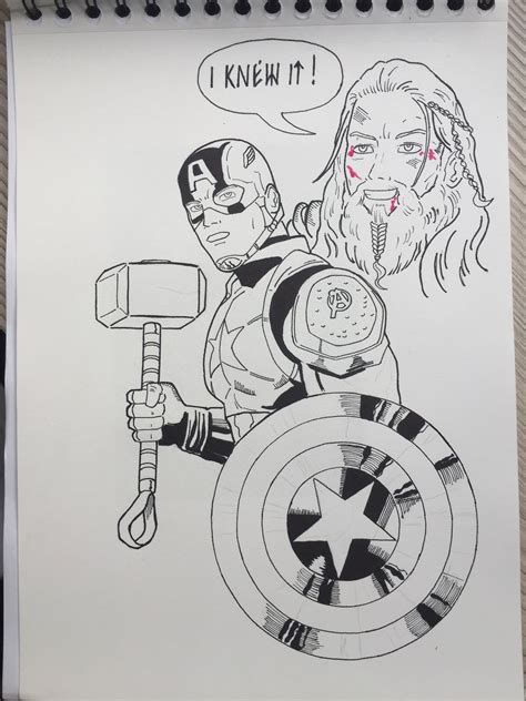 Captain America And Thor Ii Avengers Endgame Marvel Art Drawings
