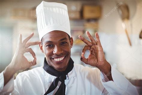 Happy Chef Making Ok Sign — Stock Photo © Wavebreakmedia 112902924