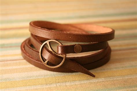 Leather Wrap Bracelet In Brown Leather With Brass By Fullofcraft