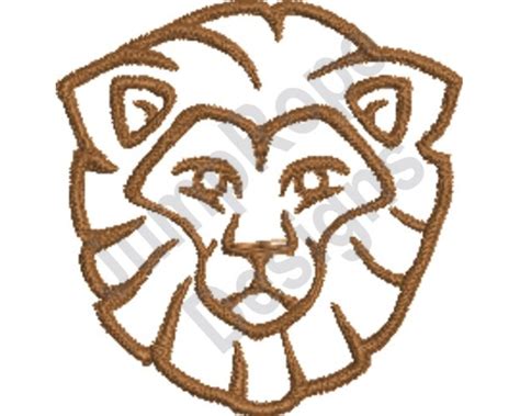 Lion Head Outline Machine Embroidery Design Etsy