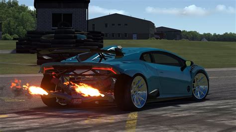 Lamborghini Huracan Sto Without Rear Bumper Shooting Flames Assetto