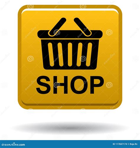 Shop Now Icon Golden Color Button Stock Vector Illustration Of