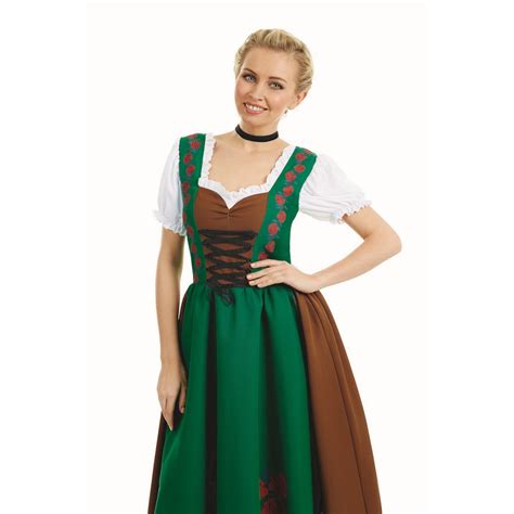 fun shack womens bavarian beer girl costume ladies lederhosen dirndl fancy dress halloween green