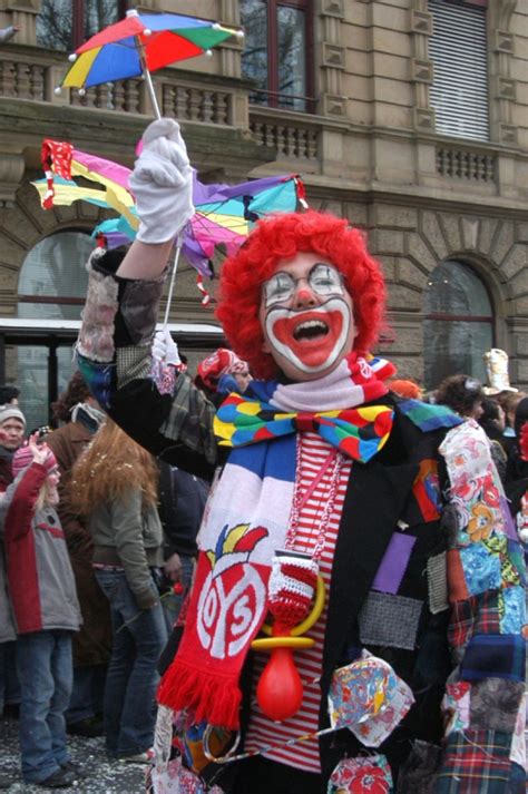 A Clown Greets The Crowd At The Mainz Germany Rose Monday Parade