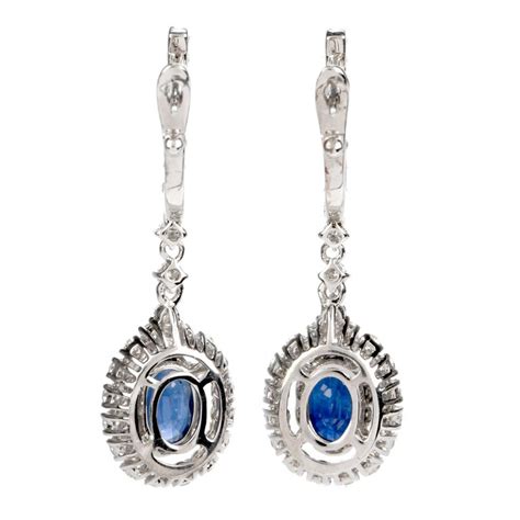 Blue Sapphire Diamond Huggie Dangle Drop Gold Earrings At 1stdibs