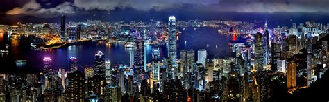 Wallpaper Lights City Cityscape Hong Kong Night Building