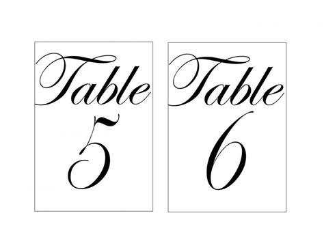 4x6 Black And White Printable Wedding Or Event Table Numbers 1 To 30