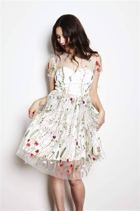 Embroidered Floral Dress Prom Dress White Mini Dress Etsy Canada