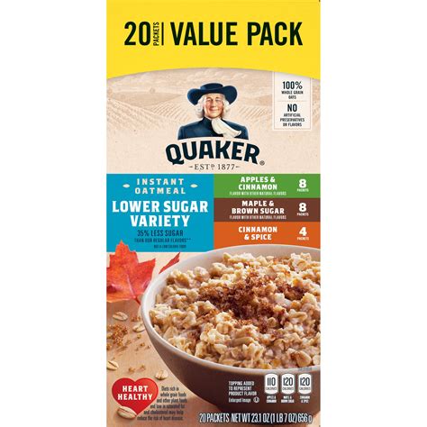 Quaker Lower Sugar Instant Oatmeal Variety Pack Smartlabel™