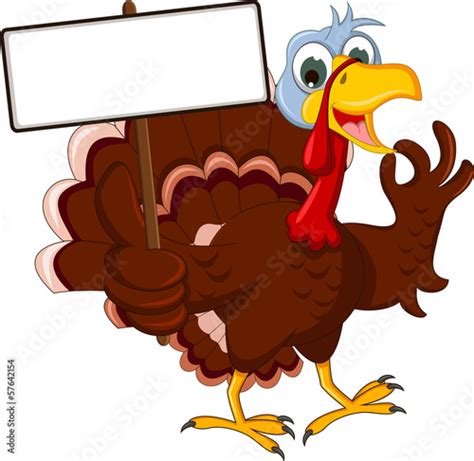 funny turkey cartoon posing with blank sign buy this stock vector and explore similar vectors