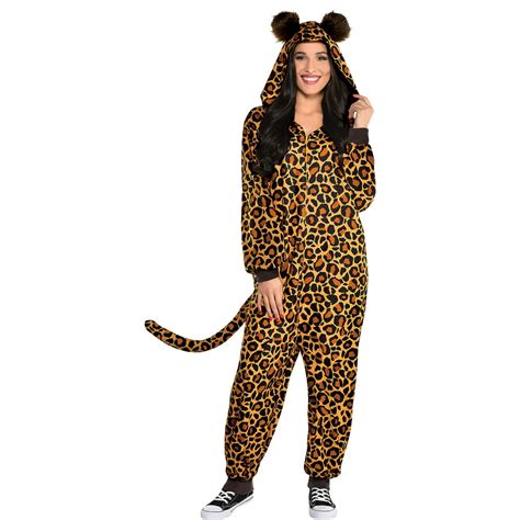 Party City Leopard Zipster Halloween Costume For Women Hooded Onesie