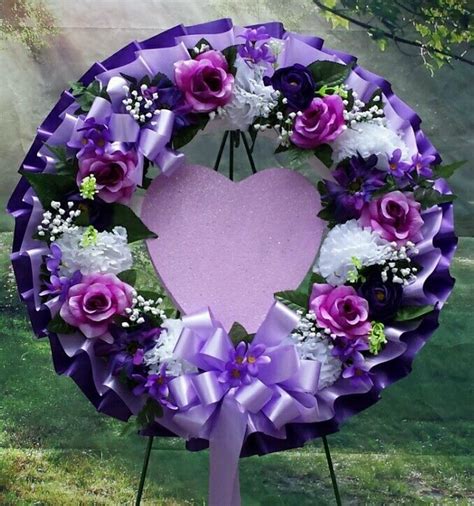 Nice 18 Silk Wreath Purple Lavender Cemetery Funeral Memorial Sympathy