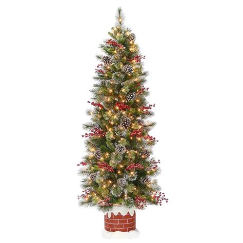 6ft Pre Lit Wintry Pine Artificial Christmas Half Tree Clear Lights