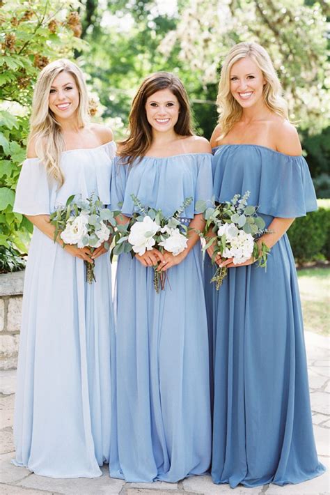 1,262 off shoulder bridesmaid dresses products are offered for sale by suppliers on alibaba.com, of which a wide variety of off shoulder bridesmaid dresses options are available to you, such as dry cleaning. Etherial Blue Chiffon Off-the-shoulder Floor Length A-line ...