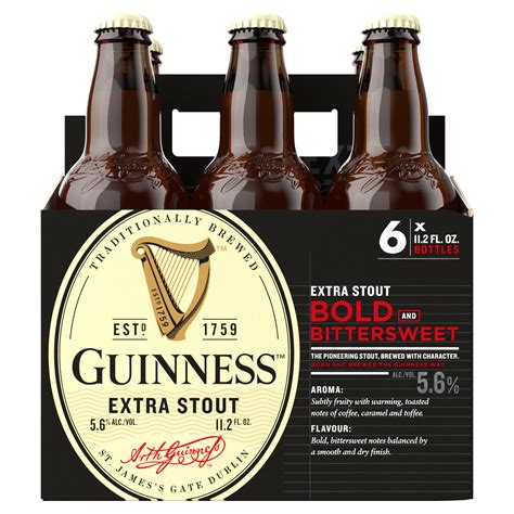 Guinness Extra Stout Beer 6 Pk Bottles Shop Beer At H E B
