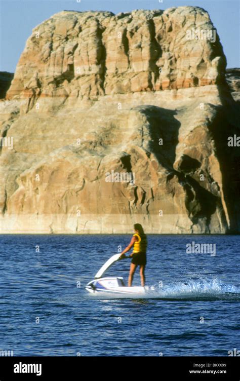 Lake Powell Utah Usa Desert Stone Natural Wind Small People Scale Huge