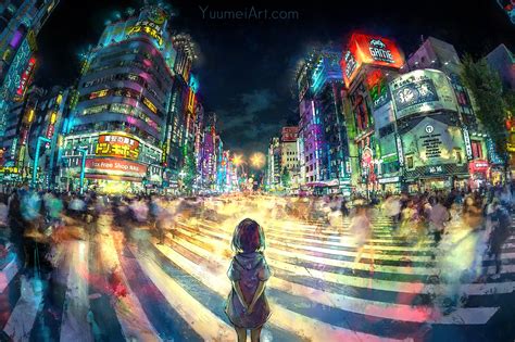Fondos De Pantalla Chicas Anime Ciudad Pintura Obra De Arte