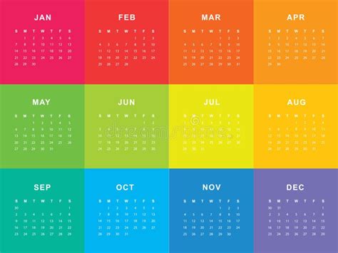 Colorful Calendar For 2018 Stock Vector Illustration Of January 90256909
