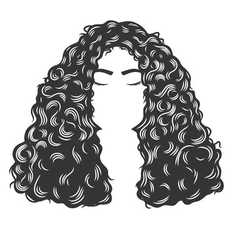 Woman Face With Afro Long Curly Hair Vintage Hairstyles Vector Line Art