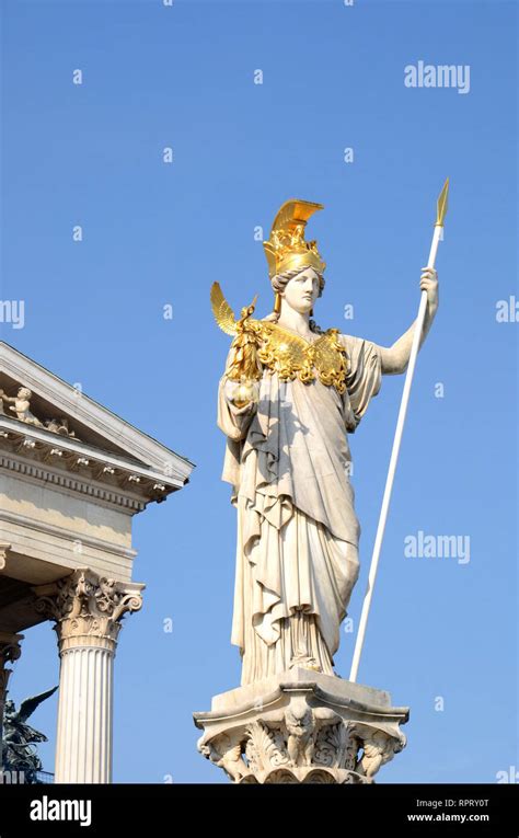 Pallas Athene The Goddess Of Wisdom Holds A Spear In Her Left Hand And