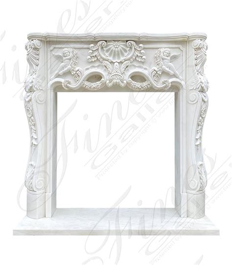 Marble Fireplaces Rare Hand Carved Winged Cherub Themed Marble