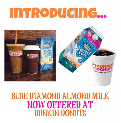 Blue Diamond Almond Milk Now Available At Dunkin Donuts Nutrition Line