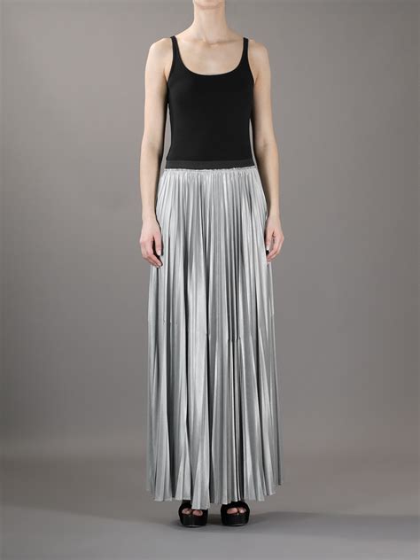 Lyst Enza Costa Pleated Maxi Skirt In Metallic