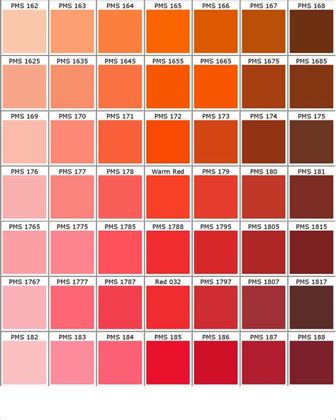 Color Chart Palette De Couleurs Rouge Nuancier Pantone Rouge Pantone