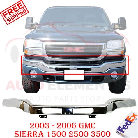 Front Bumper Chrome Steel Wo Brackets For 2003 2006 Gmc Sierra 1500
