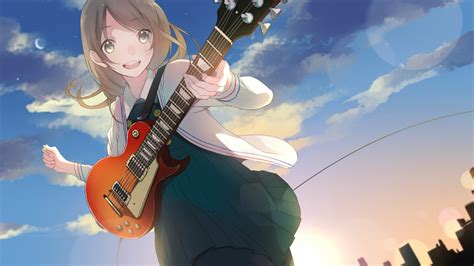 Cute Anime Girl With Guitar Zoom Wallpapers