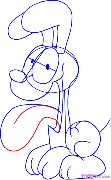 How To Draw Odie From Garfield Step By Step Cartoons