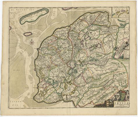 Antique Map Of Friesland By De Wit C 1690