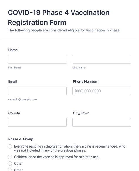 Covid 19 Phase 4 Vaccination Registration Form Template Jotform