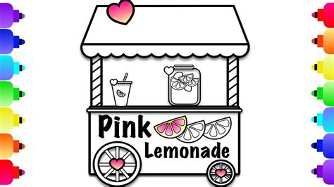Learn to Draw a Lemonade Stand for Kids | Pink Lemonade Stand Coloring Page | How to Draw