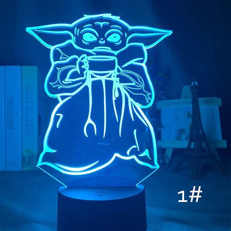 Star Wars Night Light Baby Yoda Light Colors Night Light 3d Etsy