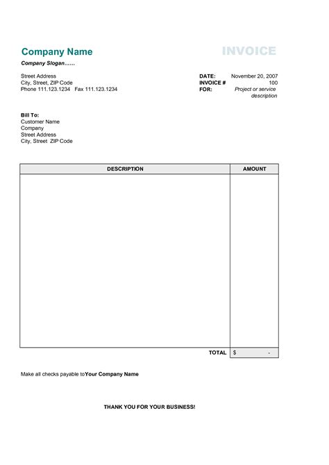 Free Invoice Templet Invoice Template Ideas