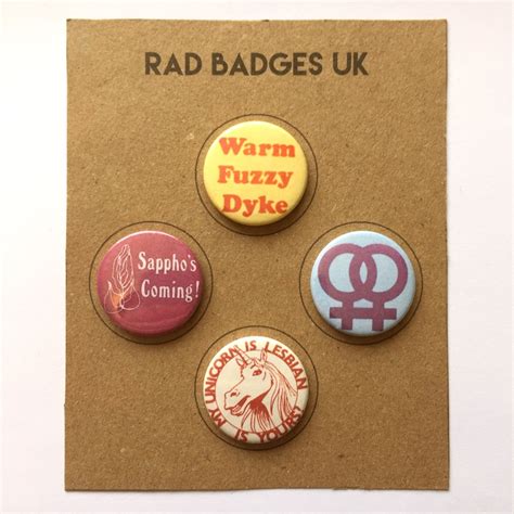 4 Lesbian Buttons Vintage Remake Dyke Pride Pins Sapphic LGBT Etsy
