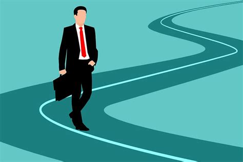 Illustration Businessman Walking Long Winding Road Road Success