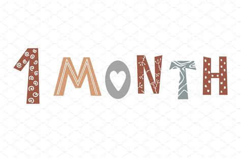 One Month Baby Lettering In Vector Graphics Creative Market