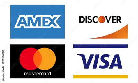 Visa Mastercard Amex Discover Isolated Payment System Pay Logo Vector Icons Editorial