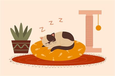 Premium Vector Cute Cat Sleeping Vector Illustration