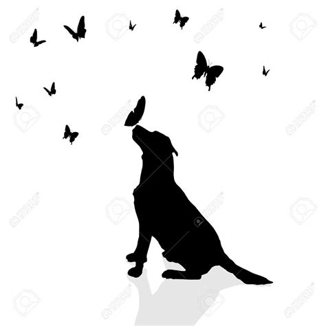 Dog And Butterflies Dog Tattoos Labrador Silhouette Black Labrador Dog