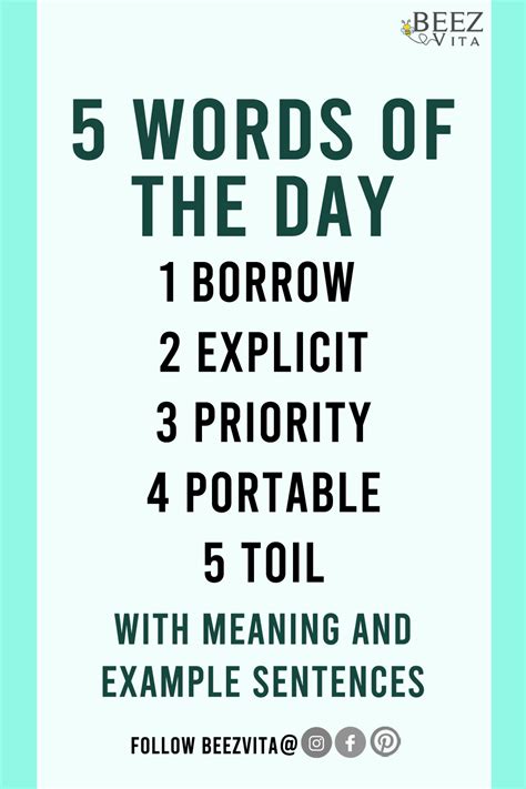 Pin On 5 Words Of The Day Meaning And Sentences
