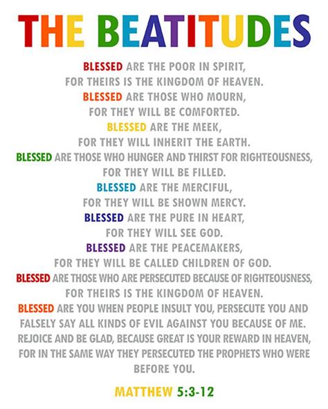 The Beatitudes Christian Wall Art Sunday School Decor Matthew 53 12