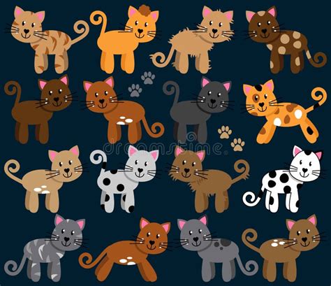 Vector Collection Of Cute And Playful Cats Stock Vector Illustration